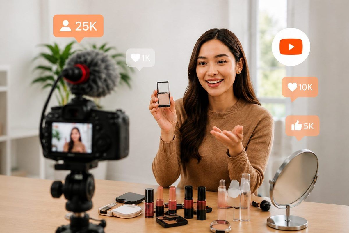 Influencer filming a video