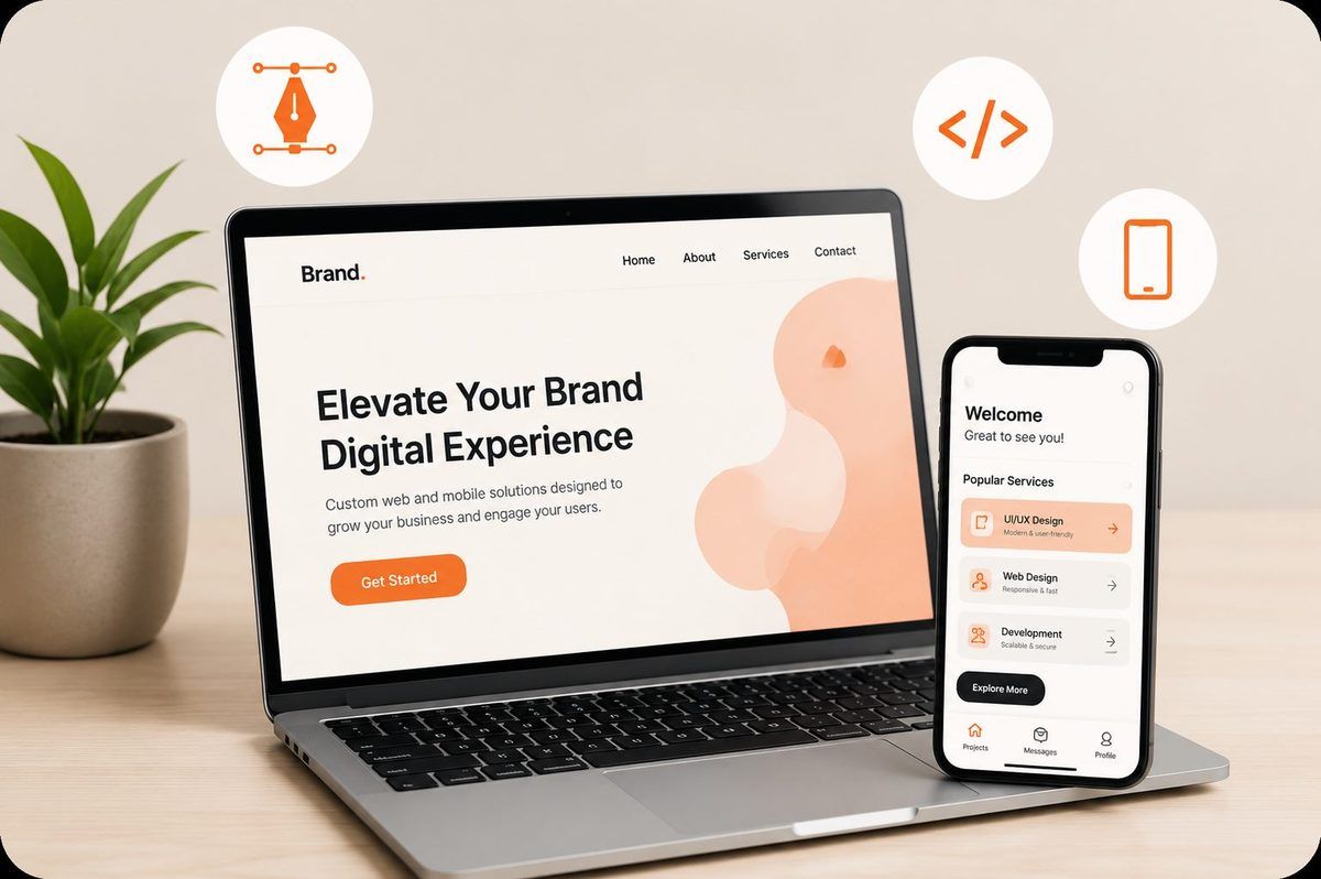 Brand website on laptop and phone